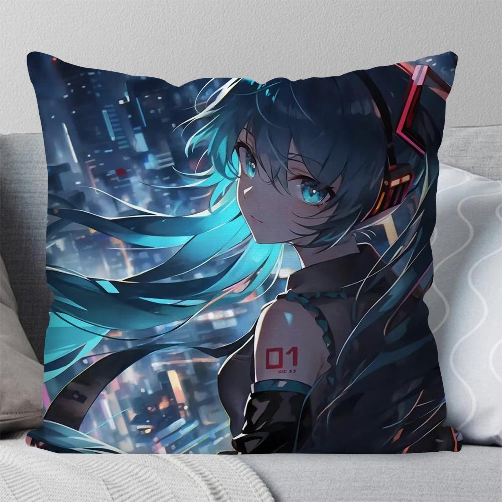 H-Hatsune M-Miku Singer Anime Pillow Case Square Pillow BedroomSofaLeisure Comfort Cushion Car Living Room Home Decoration 40X40