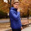 Men Down Coat Hooded Lightweight Warm Winter Jacket Long Sleeve Zipper Closure Windproof Cold Weather Outerwear