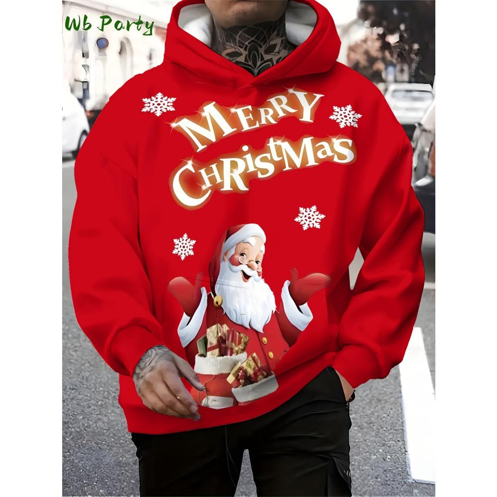 3D Print Sweatshirts Funny Santa Claus Graphic Harajuku Hoodies Blouse Men's Clothing