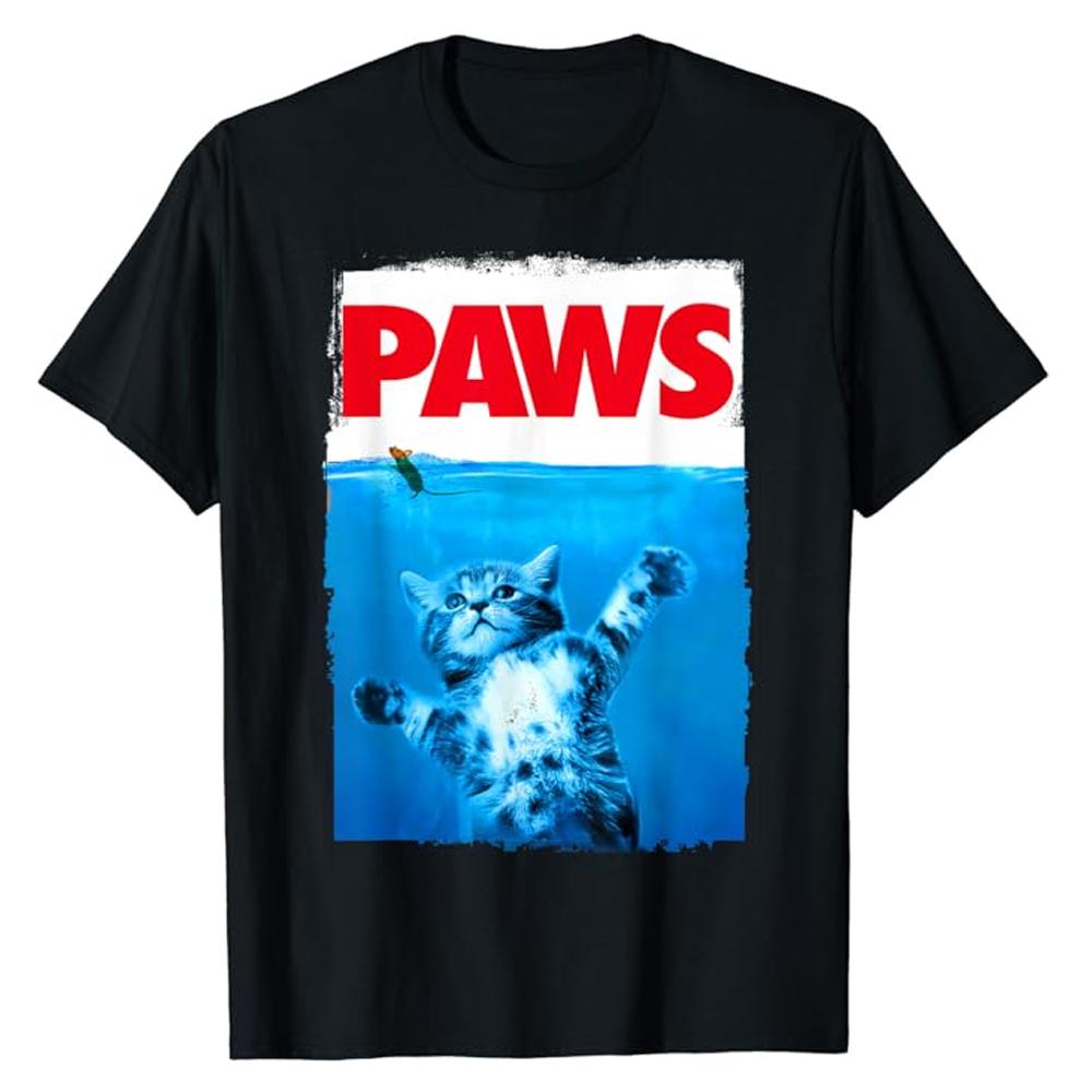 Van Gogh Starry Night Cat T-Shirt Hip Hop 100% Cotton Streetwear New Fashion Casual Tops Tees Classic Fit Cat Lover Neck 51314