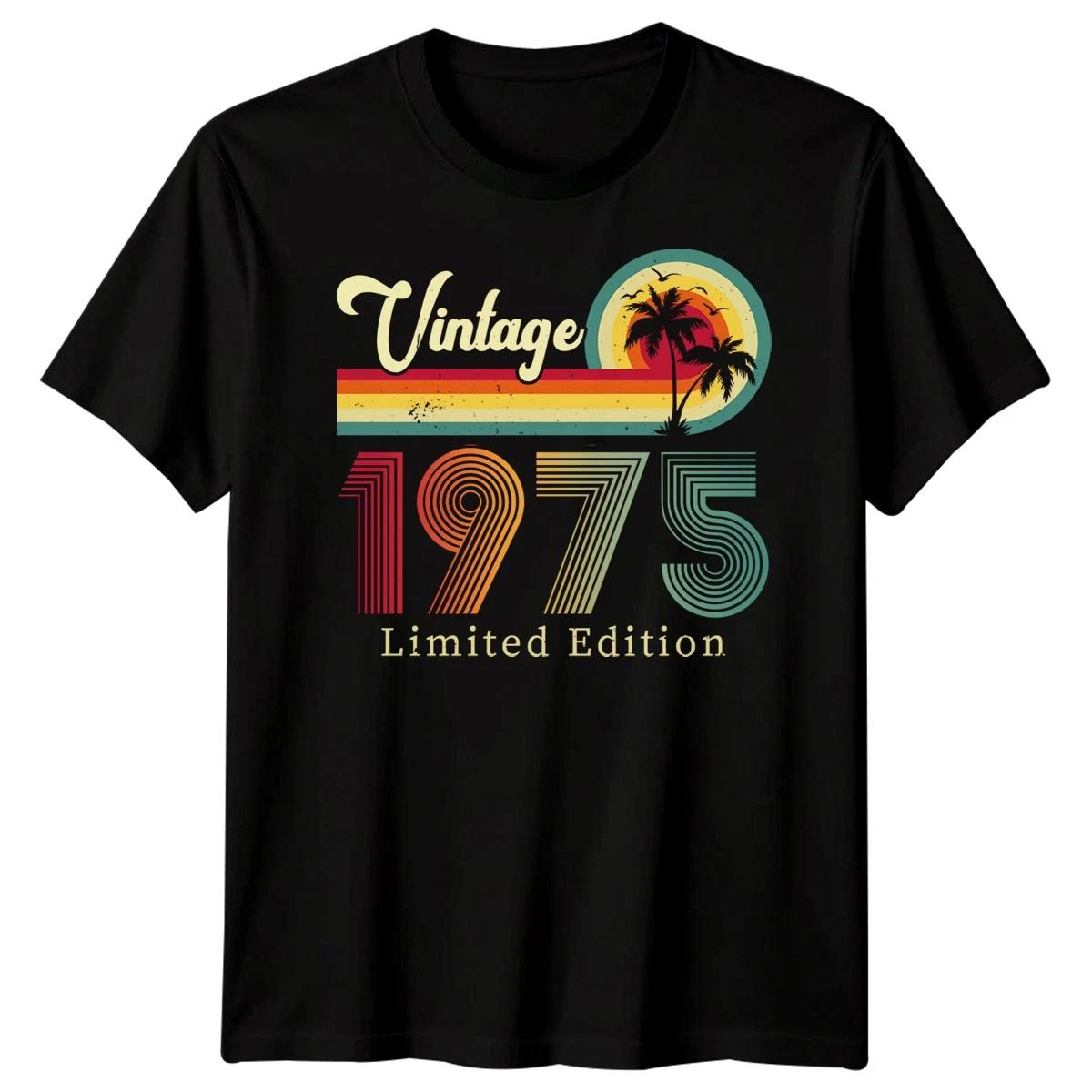 Vintage 1975 51st Birthday Mens Womens T-Shirt Retro Graphic Tee Limited Edition L