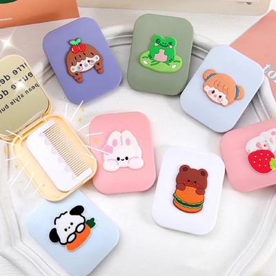 Portable Cartoon Pocket Travel Small Massage Hair Brush Mini Pocket Mirror Folding Comb For Women Girls Cute Styling Tools