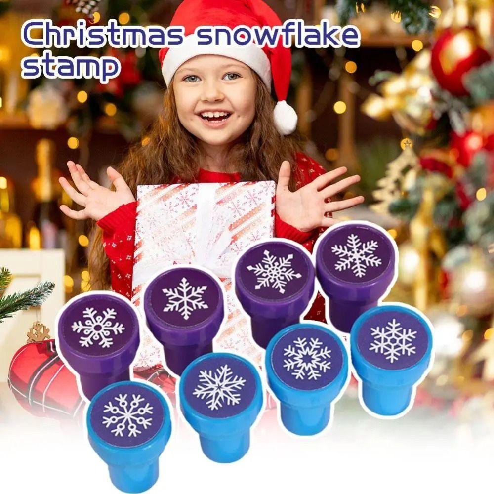 8Pcs Plastic Christmas Snowflake Stamp Self-Adhesive Snowflake Pattern Holiday Stamp Set Self-Adhesive Stamps Christmas Parties