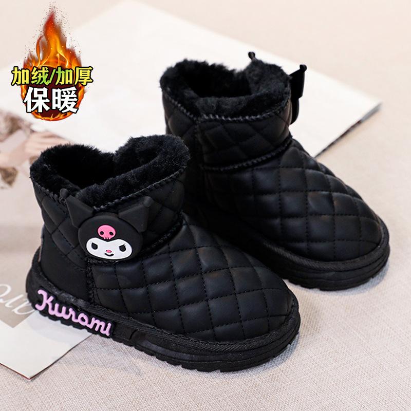 

Girls Cartoon Snow Boots Cotton Shoes Winter New Style Fleece-Lined Thickened Children s Cotton Boots Warm Short Cotton Shoes 26-31One Hand6Double чёрный