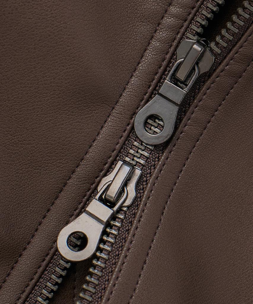 Euggen 2Way Pu Minimal Leather Jacket_Brown