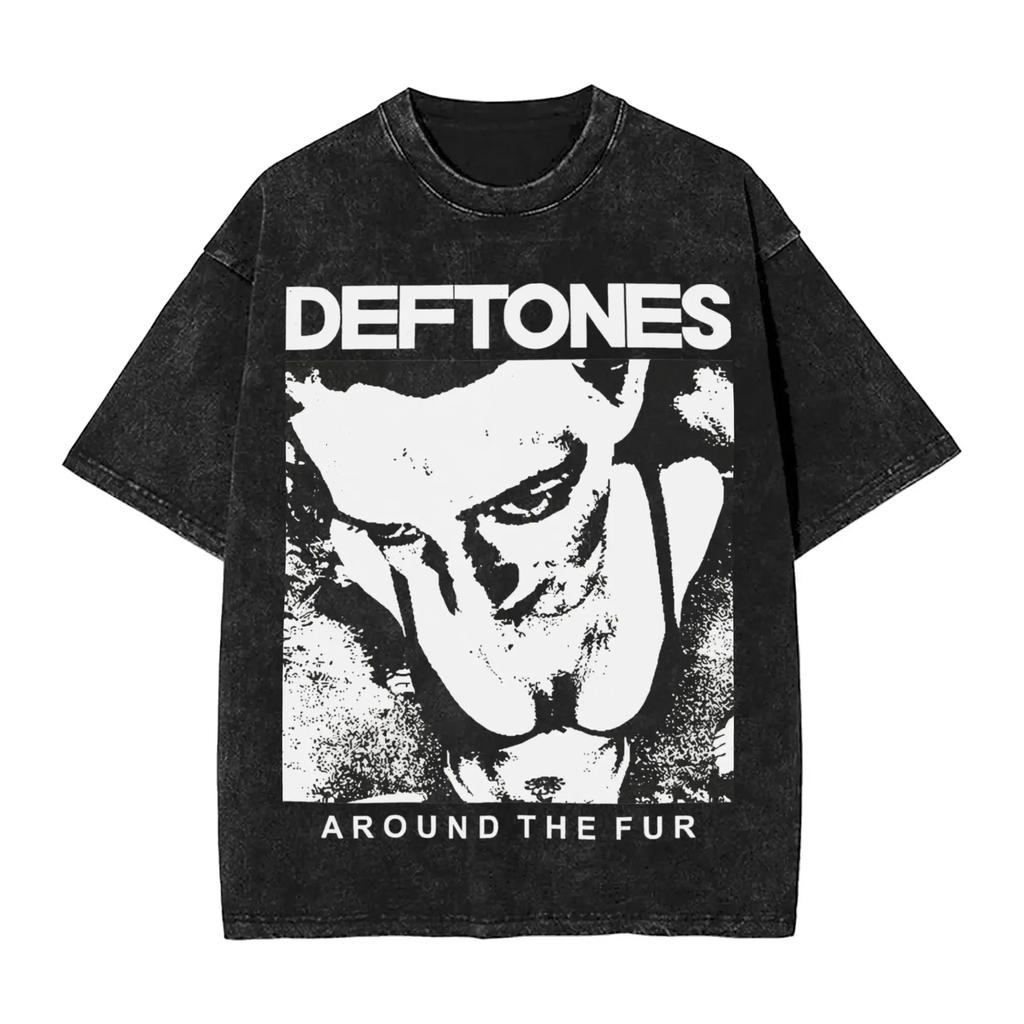 New Arrival Mens Clothes Ohms White Pony Deftones Rock Band Washed Short Sleeved Round Neck Y2k Tshirt Men Clothing Camisetas