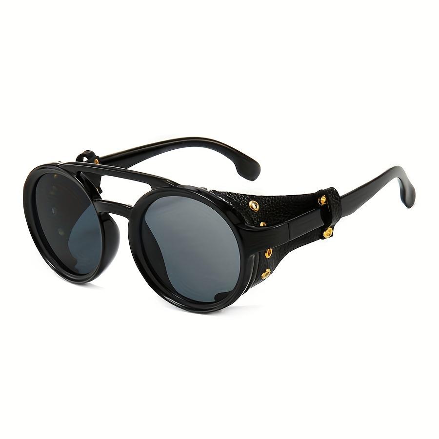 

Мужские модные очки с заклепками, унисекс, ретро, круглая оправа, очки в стиле стимпанк для повседневных встреч, вечеринок, танцевальных балов, чёрный