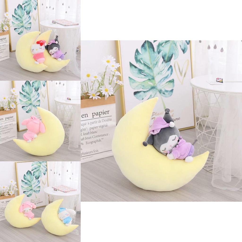 Sanrio Sleeping Moon Plush Toy For Kids Kt Mymelody Cinnamoroll Kuromi Gift