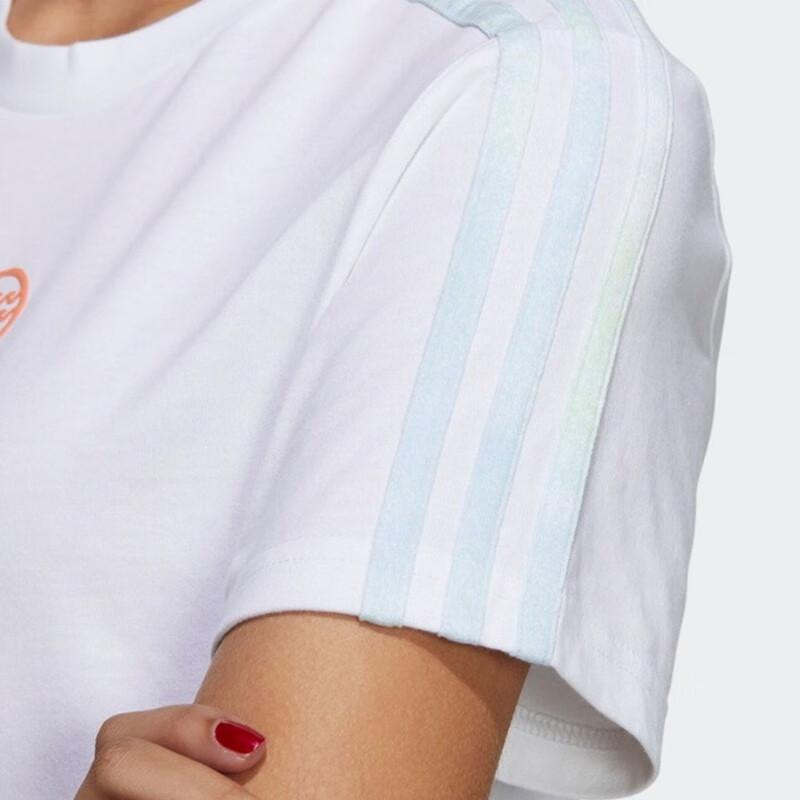 Adidas Neo Side Stripe Letter Print Breathable Loose Short Sleeve Dress Women Dresses White GP7128