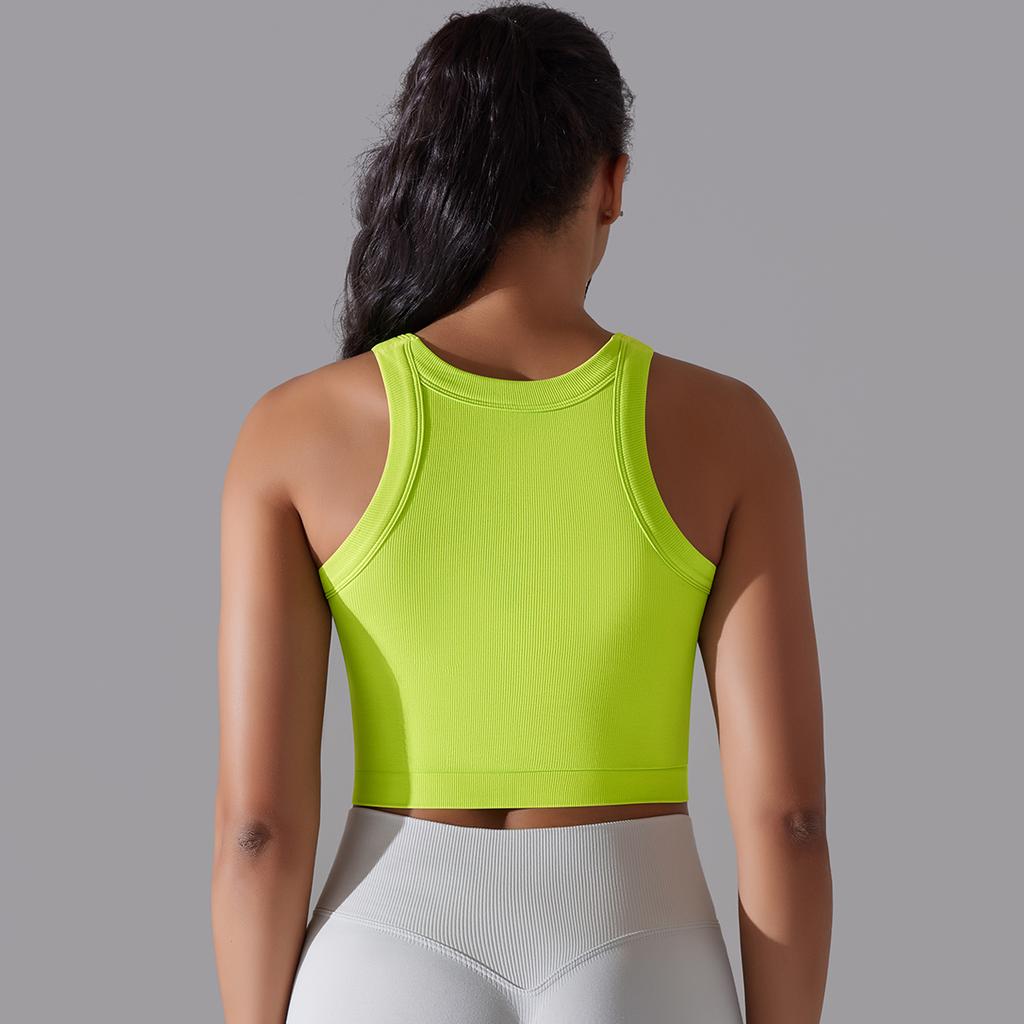 Nessaj Seamless Knit Solid Yoga Vest Sleeveless Sports Tank Top Running Fitness Top