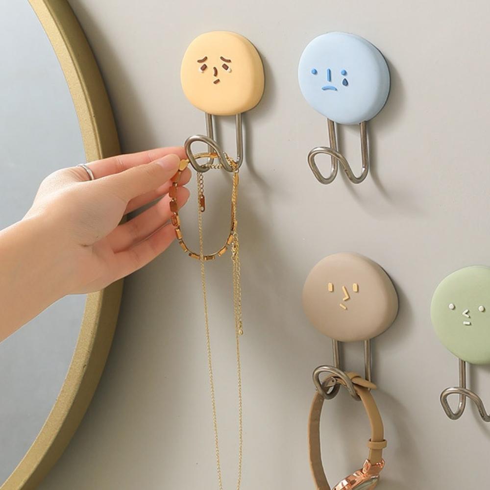 

2pcs Adhesive Backing Self-Adhesive Hook Traceless Robe Hook Cartoon Coat Rack Bathroom Hardware бежевый/розовый