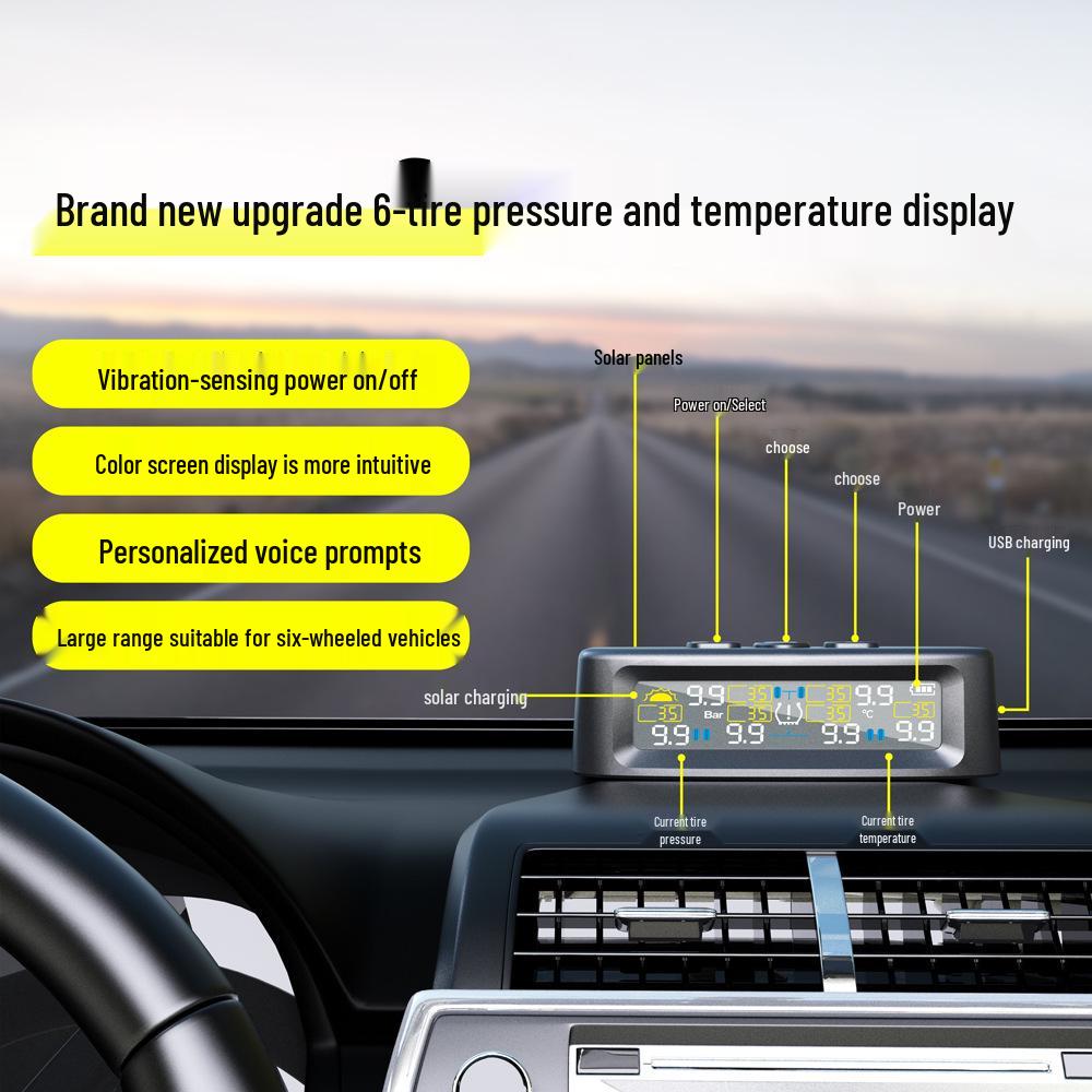 T12 Solar-Powered Six-Wheel TPMS for RV and Truck