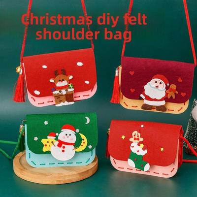 Christmas Handmade Felt Crossbody Bag, Children's Cartoon Non-woven Fabric Coin Purse, Christmas Candy Backpack