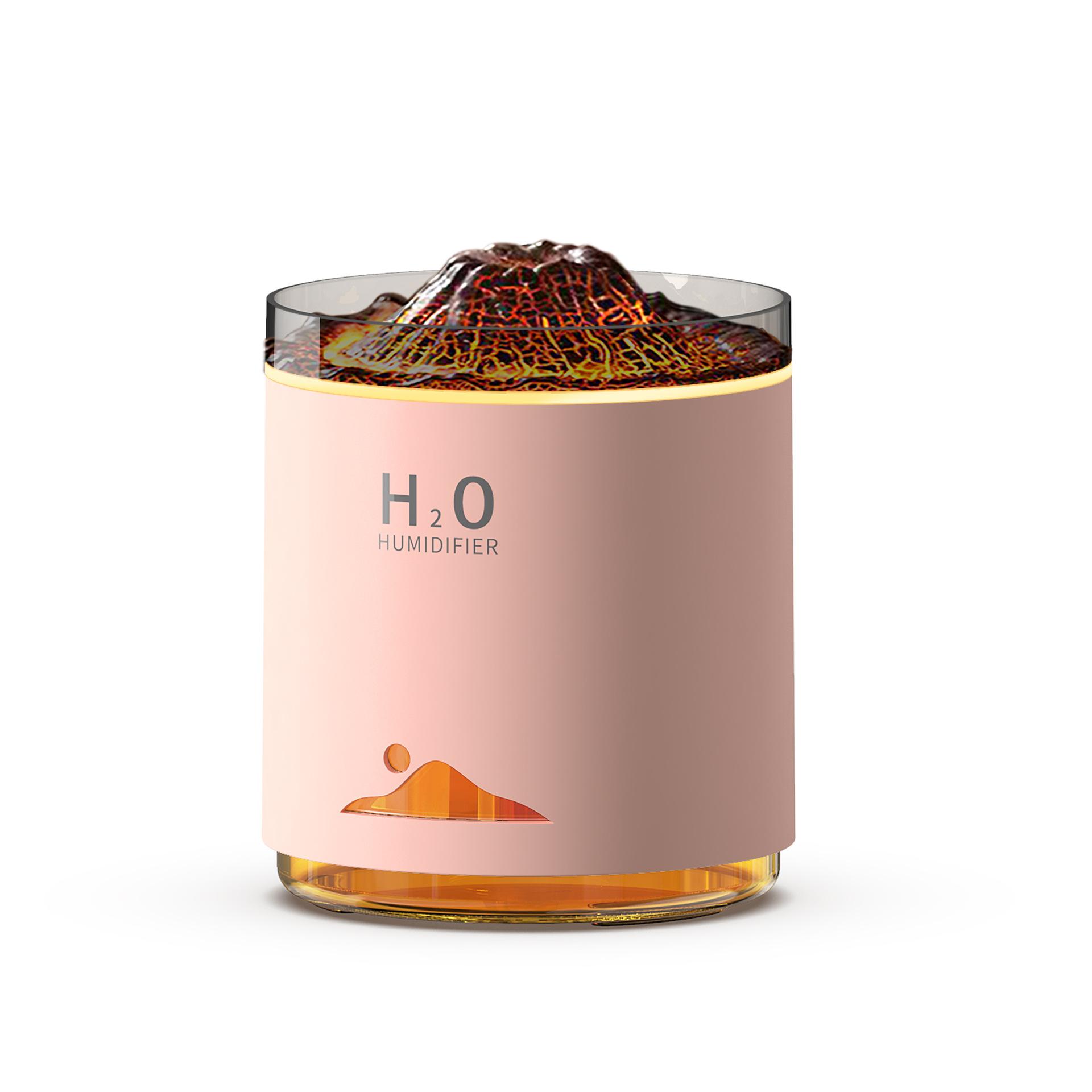 

350 мл Вулкан Арома Диффузор Огонь Пламя Свет USB Ультразвуковой Увлажнитель Воздуха Нано Туман Распылитель Бесшумный Увлажнитель для Домашнего Офиса USB Cable розовый