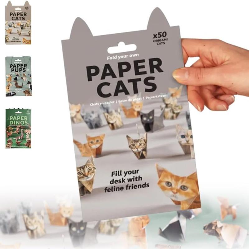 Diy Paper Cats Origami Fold Cute Cat Dog Dinosaur Figures Animal Papers Sculpture Decorative Papercraft Craft Set Diy Art Gif
