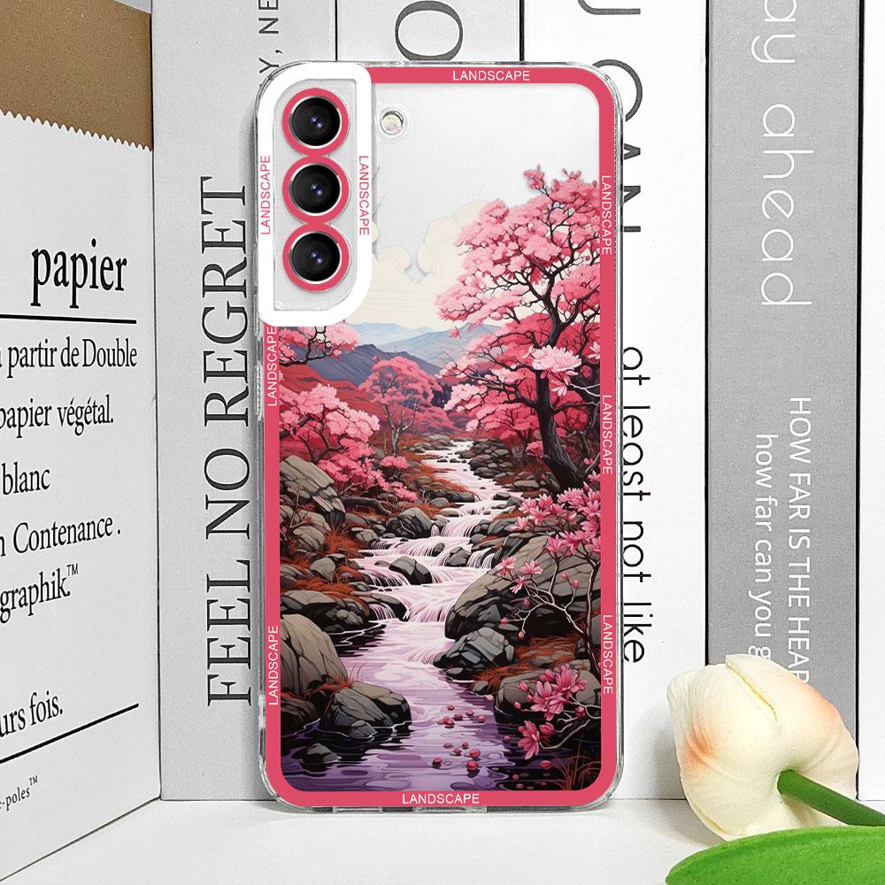 

Retro Japanese Landscape Waves Phone Case for Samsung Galaxy S22 S23 S20 FE S24 S25 Ultra S21 Plus Aesthetic Scenery Soft Cover For Samsung S23