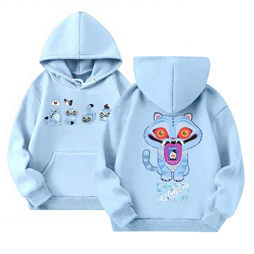 Children's Casual Round Neck Printed Pullover Long-sleeved Hooded Sweatshirt Top