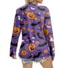 Women's Casual Fashion Sexy Comfort Halloween Printed V-Neck Button Long Sleeve