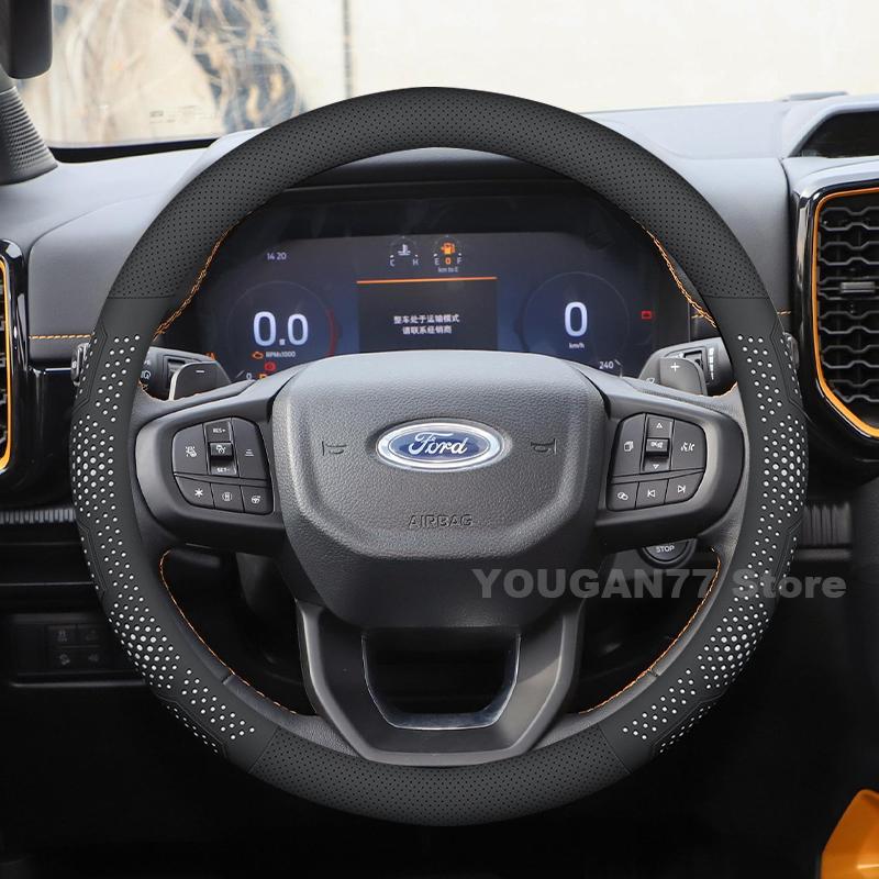Housse de volant en cuir pour Ford Ranger 2015-2025 Housses antidérapantes Pour Housses Intérieur Auto Accessoires Ford Ranger 2025