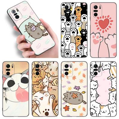 Funda de teléfono de gatos de dibujos animados lindos para Xiaomi POCO F2 F3 M2 M3 M4 X3 X4 Pro NFC F4 GT 5G F1 X2 C3 C31 C40 M5S Cubierta negra de TPU suave