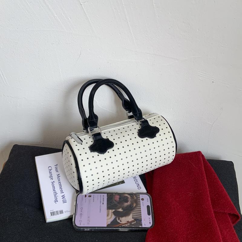 

Премиальная сумка женская летняя новая модная сумка-мессенджер в горошек портативная цилиндрическая сумка белый