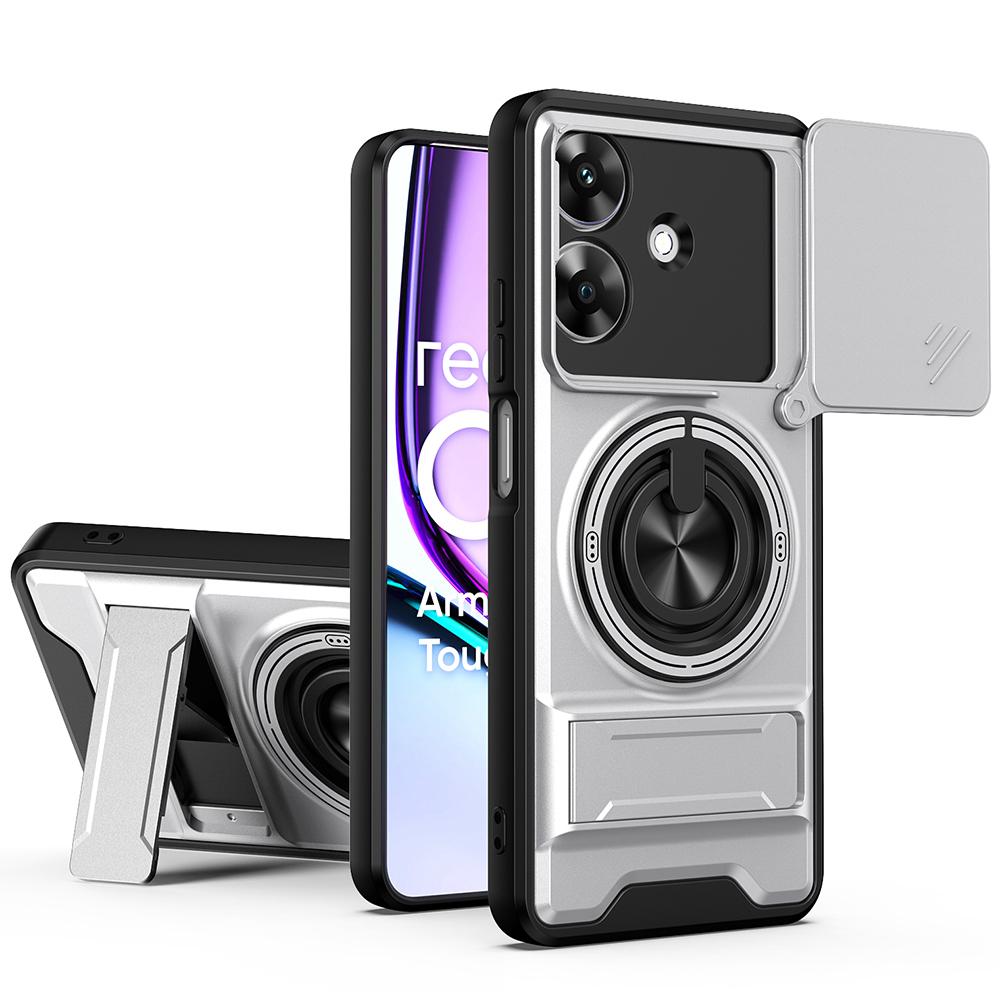 KEYSION Magnetic Phone Case for Realme Note 60 60X Slide Camera Protection Upright Kickstand 360° Ring Shockproof Back Cover