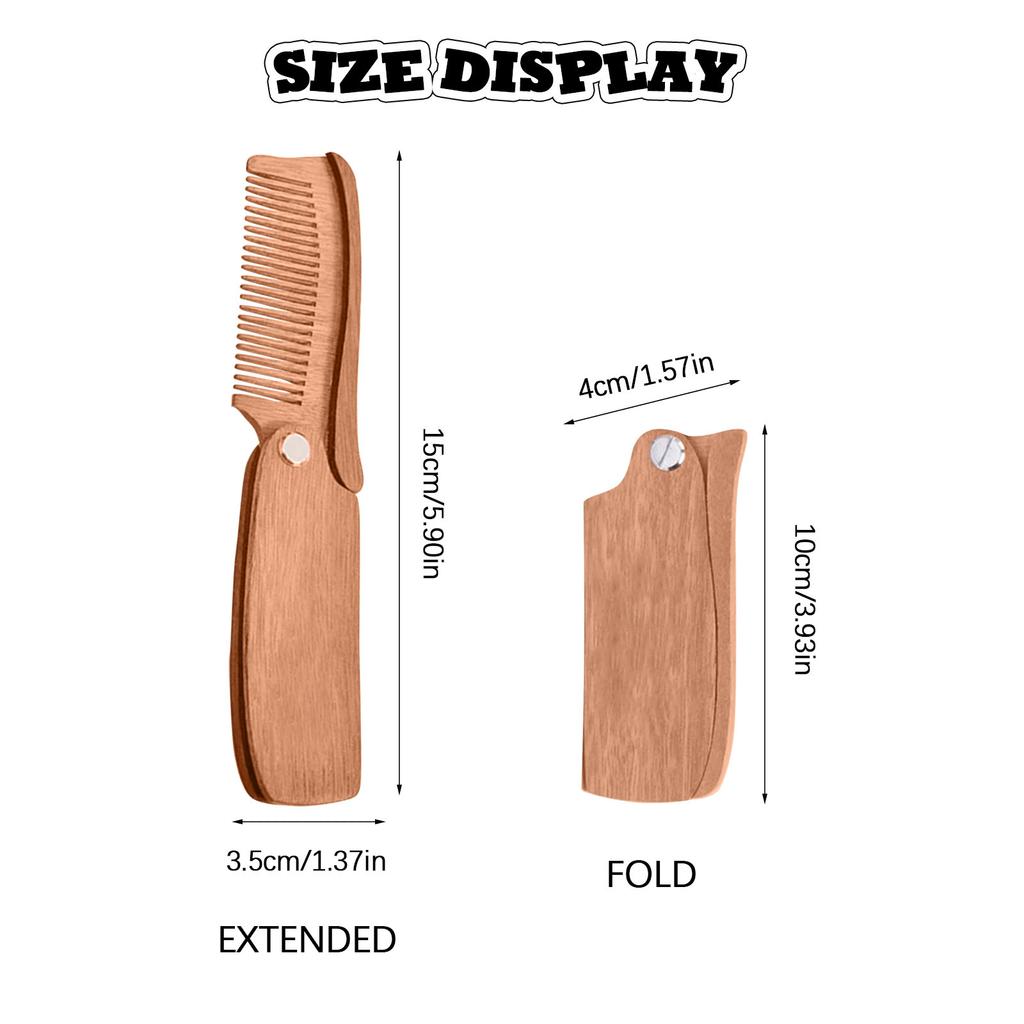 Customization - Personalized Folding Solid Wood Beard Comb Folding Wood Comb