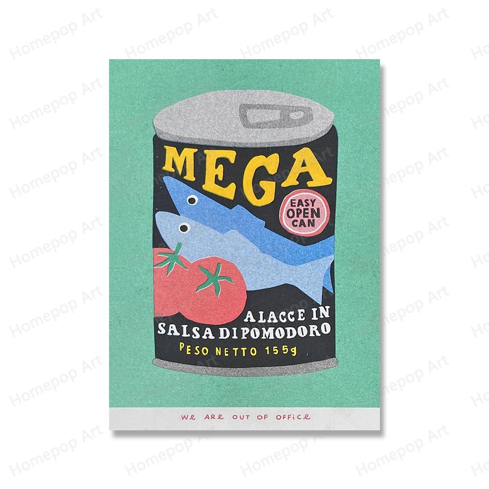 Japonské vědro Kokosový olej Konzerva Švestka Rajče Sardinky Nástěnná malba Severský plakát Růžový čaj Tisk Obrázek Dekorace obývacího pokoje