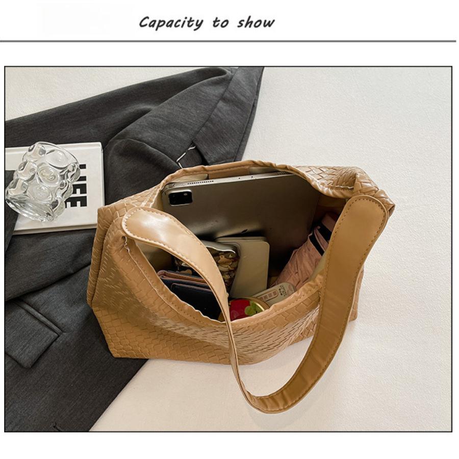 Large Capacity Vintage Woven Tote Bag with Detachable Mini Purse Set Faux Leather Shoulder Handbag for Women