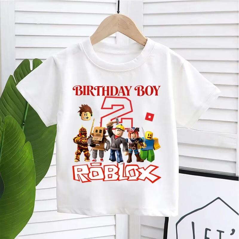 New Roblox Children T Shirts Cartoon Birthday Number Graphic T-shirts Boys Girls Casual Short Sleeves Tops Summer Kids Clothing