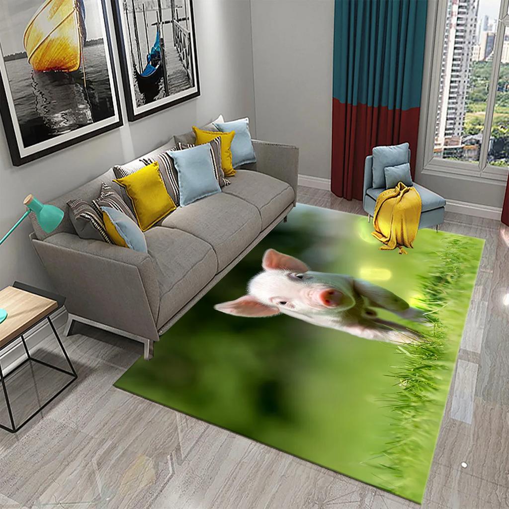 Cute Cartoon Pig Carpet Lovely Animal Floor Mat for Bathroom Decor Carpet Non-Slip for Living Room Kitchen Bedroom Doormat Mats