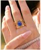 Waterproof Stainless Steel Rings for Women, Double Layered Open Adjustable Oval Nature Stone Bohemian Stylish Fashion Jewelry