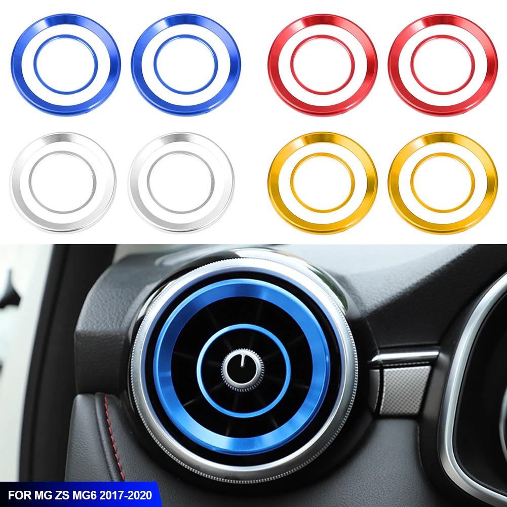 4PCS For MG ZS Air Outlet Cover Car-styling Interior Parts Circle Mouldings Chrome AC Frame Trim Decoration Accessories Auto
