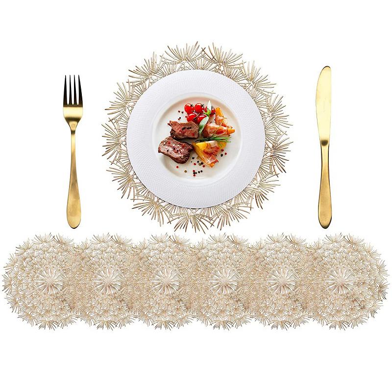 Buy Placemats Set of 6, Round Table Mats Vinyl Hollow Out Decorative Kitchen, Non Slip Washable