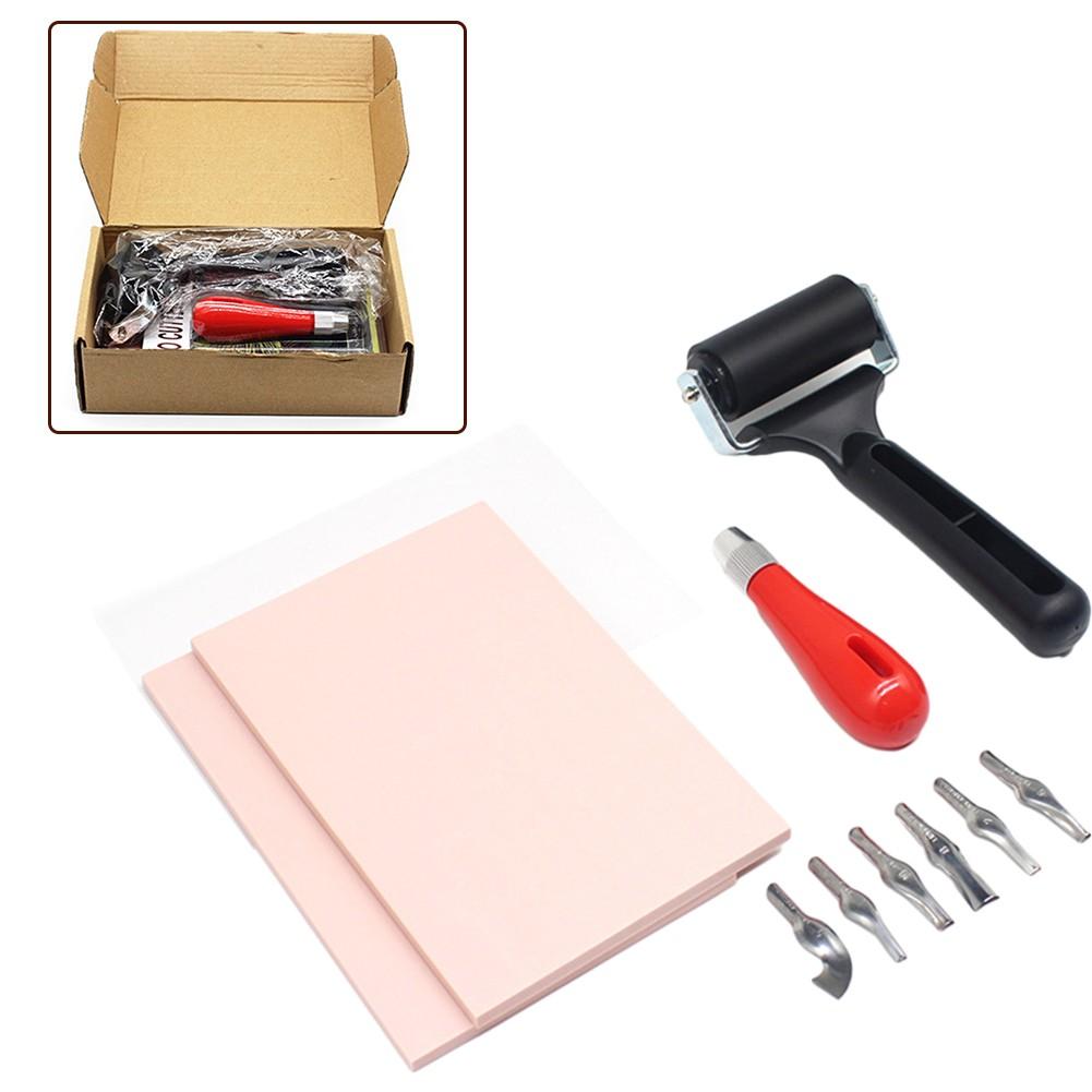 Linoleum Cutter With 6 Blades Black Making Kit Pink