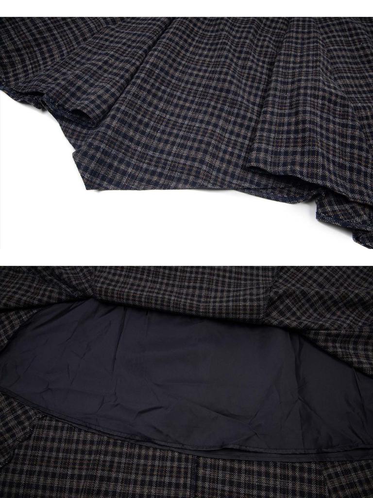 UNBDNS Women's Spring High Waist Irregular Plaid Woolen A-line Umbrella Skirt