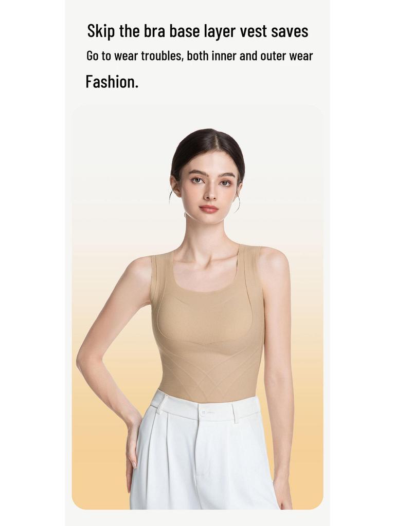 Women's Lifting Warm Vest: Slim Fit Sleeveless Base Layer with Heating, Chest Pads, and Abdomen Support for Autumn and Winter
