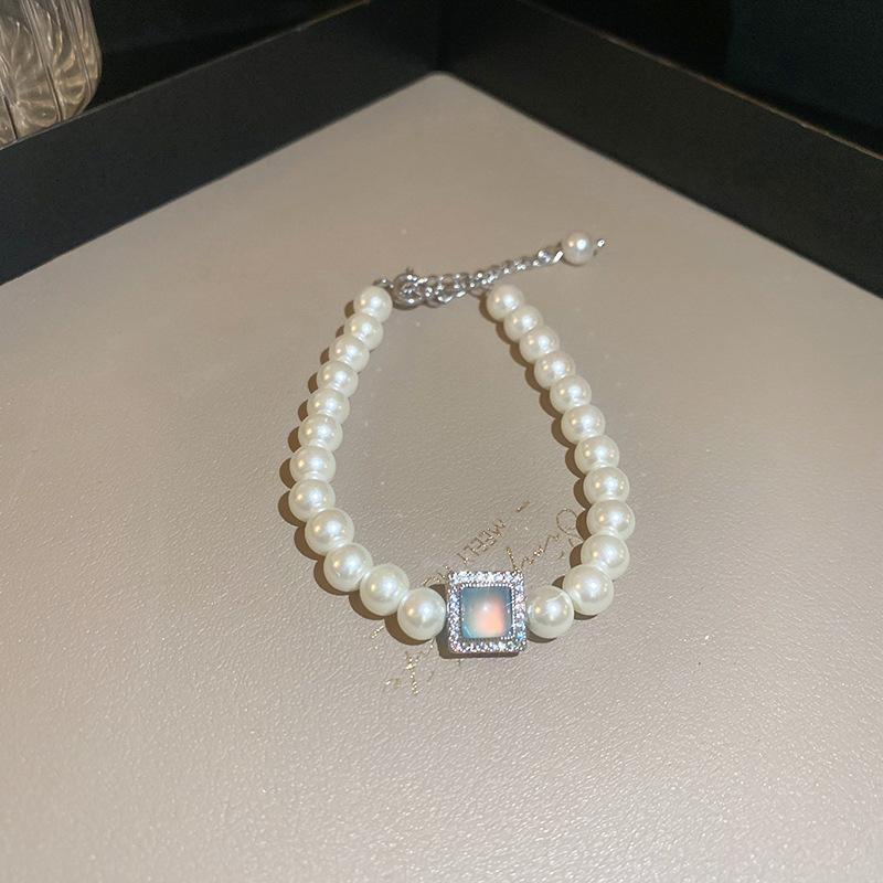 French light luxury zircon pearl broken silver bracelet, niche simple and versatile bracelet, bracelet, summer women's jewelry.