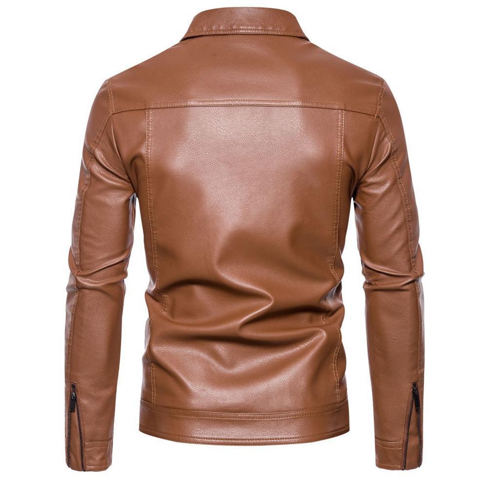 Herbst- und Winter Herren Lederjacke Revers Amerikanischer Retro Übergröße Lederjacke Lokomotive PU Lederjacke