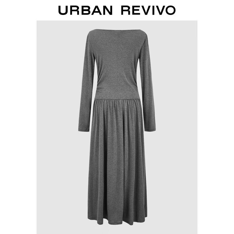 

UR 2025 Autumn Elegant Cowl Neck Ruched Waist A-Line Dress XL