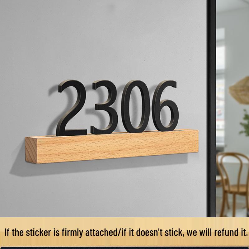 

Акриловая и деревянная табличка с номером дома - Не требует сверления, Элегантный дизайн для жилого дома или гостиницы