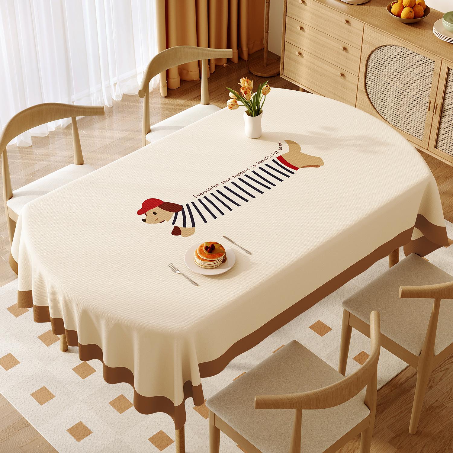 Скатерть Водонепроницаемая и Маслостойкая Несъемная Настольная Прямоугольная Скатерть для Обеденного Стола Премиум ПВХ Коврик для Кофейного Столика Скатерть Милый Питомец 80*120cm