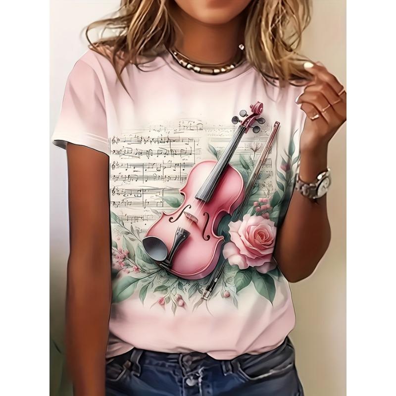 Women's Summer Casual Round Neck Short Sleeve Floral Pattern Top Wear Ladies T-shirt Mother's Day Gift