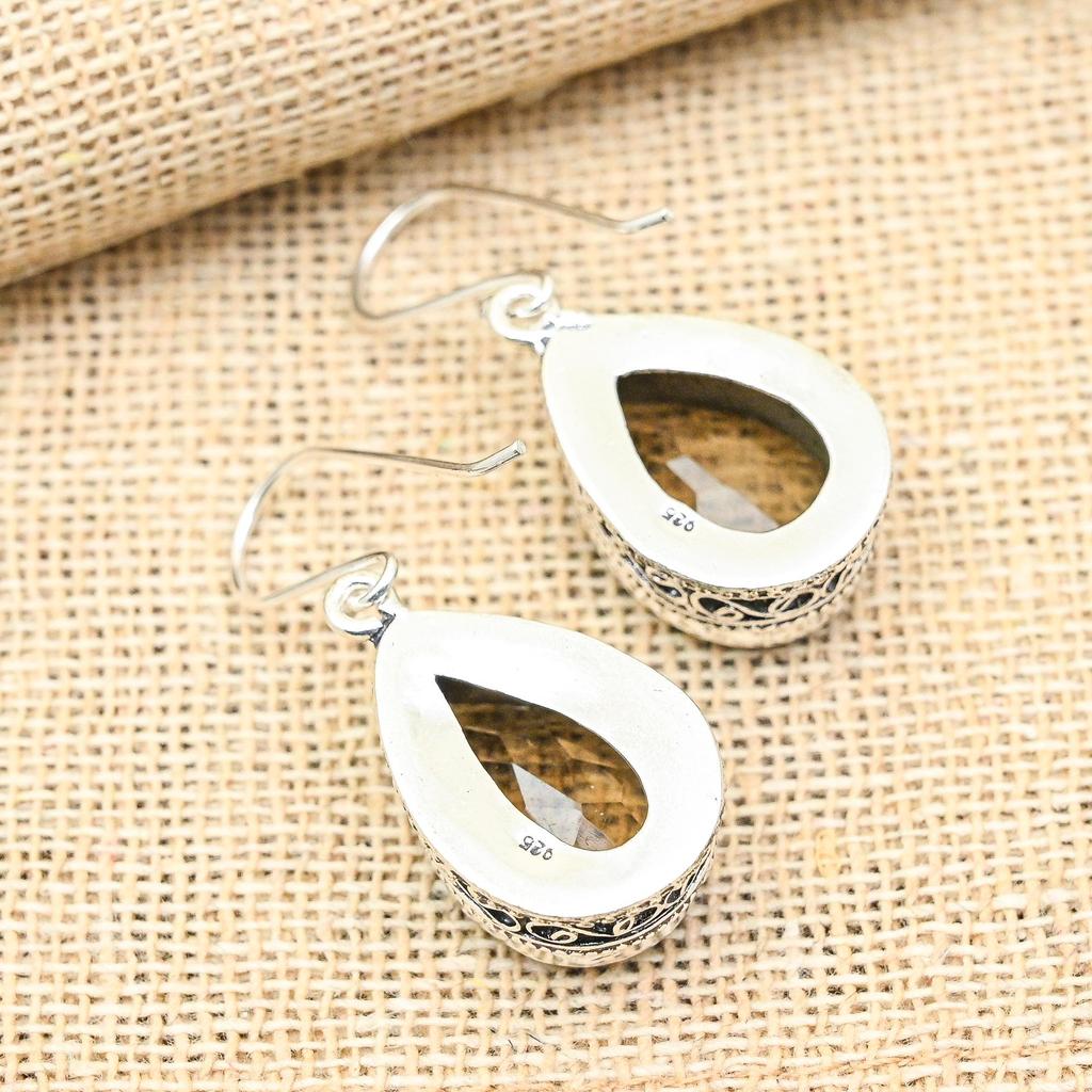 Fantastischer Rauchtopas-Edelstein, handgefertigt, 925er Sterlingsilber, Schmuck, Ohrringe als Hochzeitsgeschenk