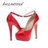 Women Sandals Pumps Sexy 14cm Extremely Thin High Heels Platform Peep Toe Stiletto Patent Leather Party Nighclub Wedding Shoes