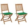 Day and Night - Day and Night Folding Garden Chairs 2 Units and Cushions Solid Acacia Wood