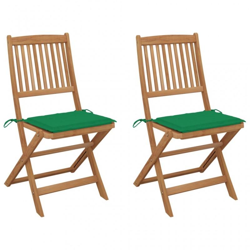 Day and Night - Day and Night Folding Garden Chairs 2 Units and Cushions Solid Acacia Wood