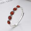 Inele Suprapunere CaiYi Argint Sterling S925 cu Agat Nanhong - Design Deschis Vintage, Bijuterii Stil Chinezesc.