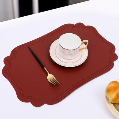 Christmas Red Placemats 30x45cm 1/4/6pcs Table Pad Mat Irregular Shape PU Leather Placemats Set Oil-Proof Waterproof Place Mats