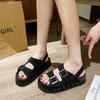 Fashion 2025 Summer New Women's Leopard Sandals Classic Fashion Trend Sexy Open Toe Thick Bottom Buckle Women's Beach Slippers